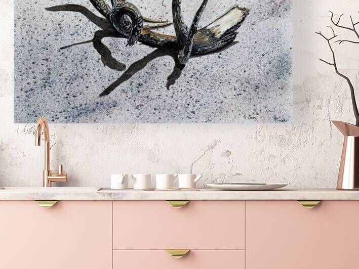 Burnt Beach Driftwood Painting by Stephen Emms