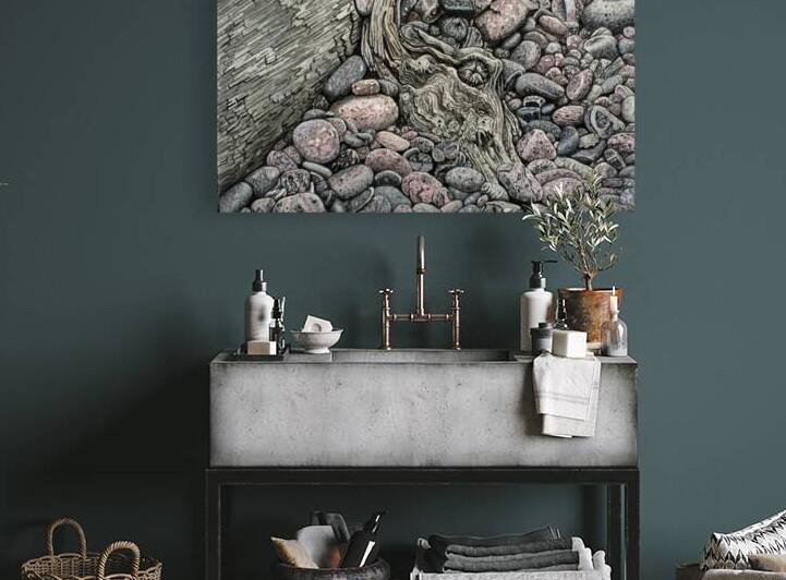 Pebble Beach Driftwood Painting by Stephen Emms