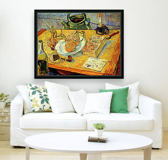 Still Life Drawing Board Pipe Onions and Sealing Wax by Van Gogh