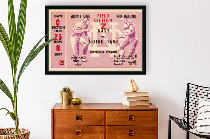 1947 Notre Dame vs. Navy Football Ticket Art by Row One Brand