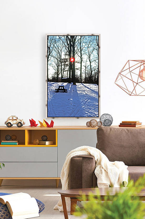 Herrick Lake Winter Sunset Between Trees by ImagesAsArt By John Louis Benzin