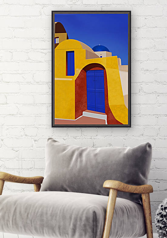 Blue Doors and Yellow Walls - Santorini  Greece by Cosmic Soup