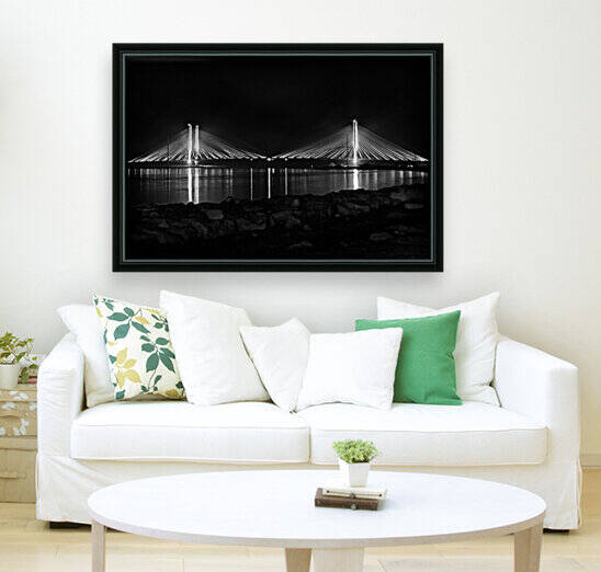 Indian River Bridge at Night in Black and White by Bill Swartwout Photography