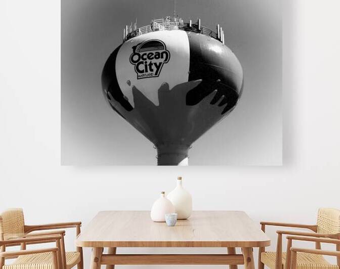 Ocean City Beach Ball Water Tower in Black and White by Bill Swartwout Photography