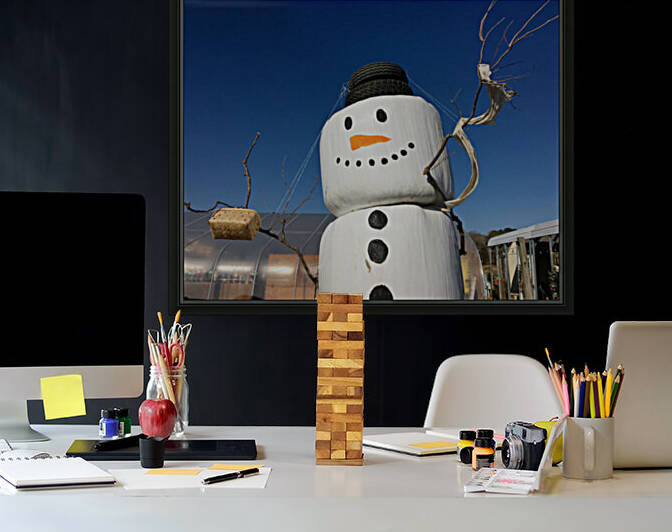 Frosty the Hay Bale Snowman - Horizontal by Bill Swartwout Photography