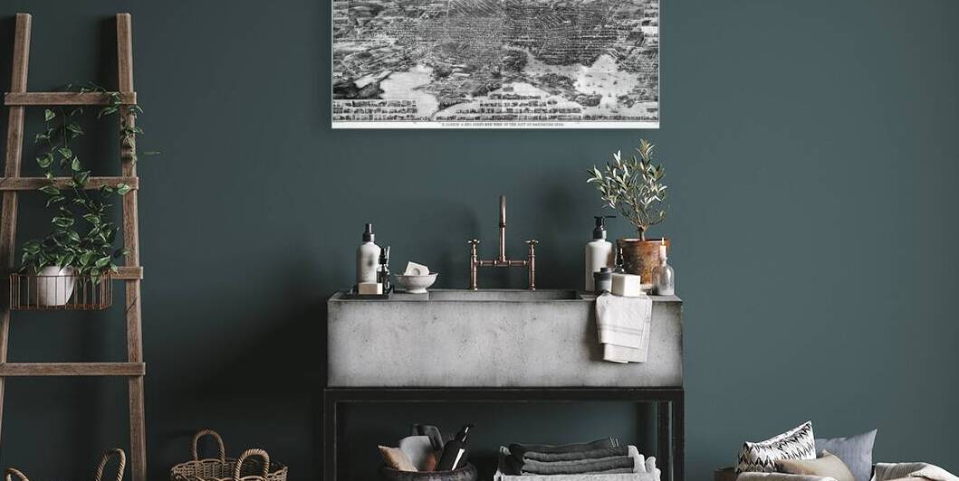 Birds Eye View of Baltimore Lithograph Circa 1869 B and W by Bill Swartwout Photography