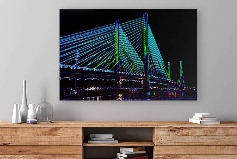 Indian River Bridge Night Abstract 6020145 by Bill Swartwout Photography