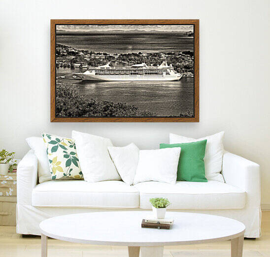 St. Lucia Grandeur of the Seas from Above Black and White by Bill Swartwout Photography