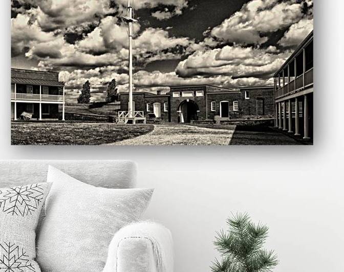 Fort McHenry Parade Ground and Storm Flag in Black and White by Bill Swartwout Photography