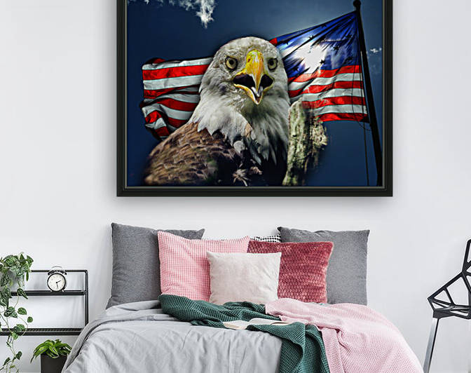 Bald Eagle and American Flag Patriotism by Bill Swartwout Photography