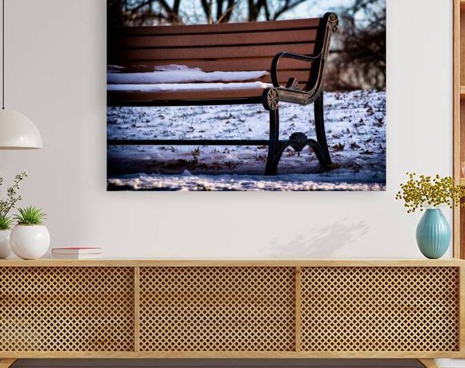 Snowy Bench in Baltimores Riverside Park by Bill Swartwout Photography