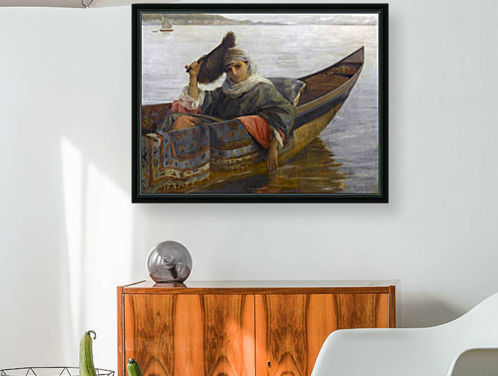 Oriental young woman on boat by Theodore Ralli