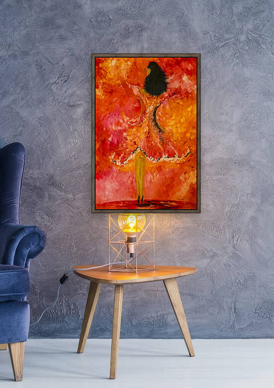 Dancing Lady Canvas Print: Vibrant Red & Orange Art Reproduction by By:Zo Art Print Collection   by Maria Desnoyers