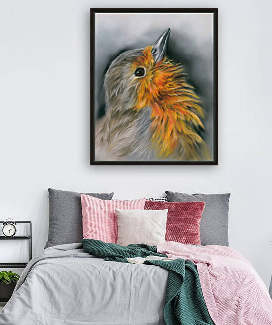 European Robin Facing Skyward by MM Anderson