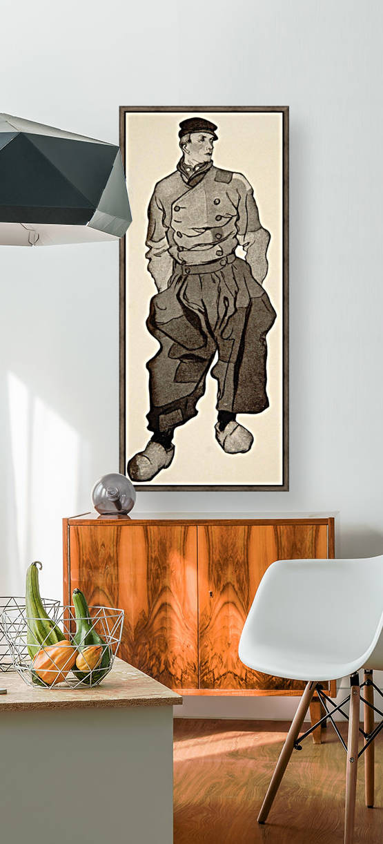 1913 Dutch Man Wooden Shoes Edward Penfield Mini Poster by VINTAGE POSTER