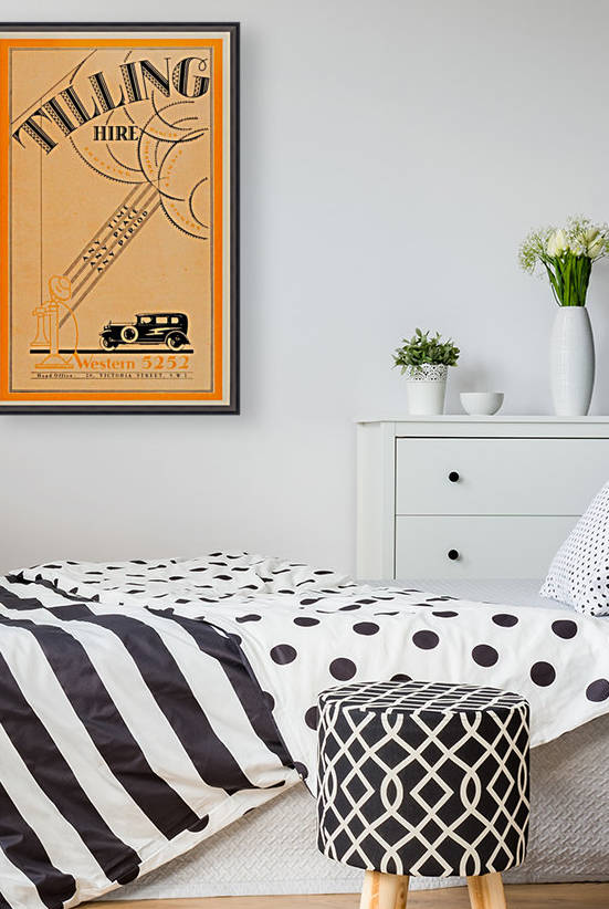 1933 Tilling Hire Vintage Car Art Deco Font Mini Poster by VINTAGE POSTER