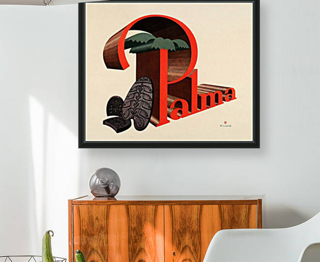 1931 Willrab Vintage Color Mini Poster Ad Palma Rubber Heels Shoes Palm Tree by VINTAGE POSTER