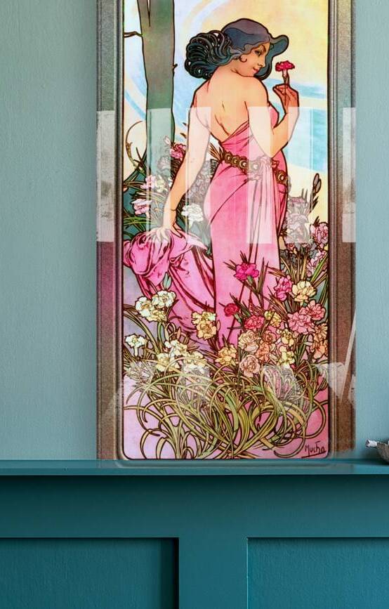 Carnation Art Nouveau Portrait by Alphonse Mucha Vintage Old Masters Art Nouveau Reproduction by xzendor7