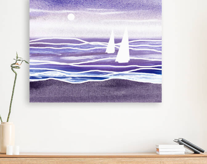 Beach House Art Sailboats At The Ocean Shore Seascape Painting X by Irina Sztukowski