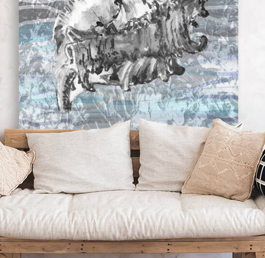 Silver Gray Seashell On Ocean Shore Waves And Rocks III by Irina Sztukowski