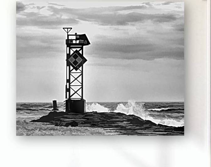 Ocean City Inlet Jetty in Black and White by Bill Swartwout Photography