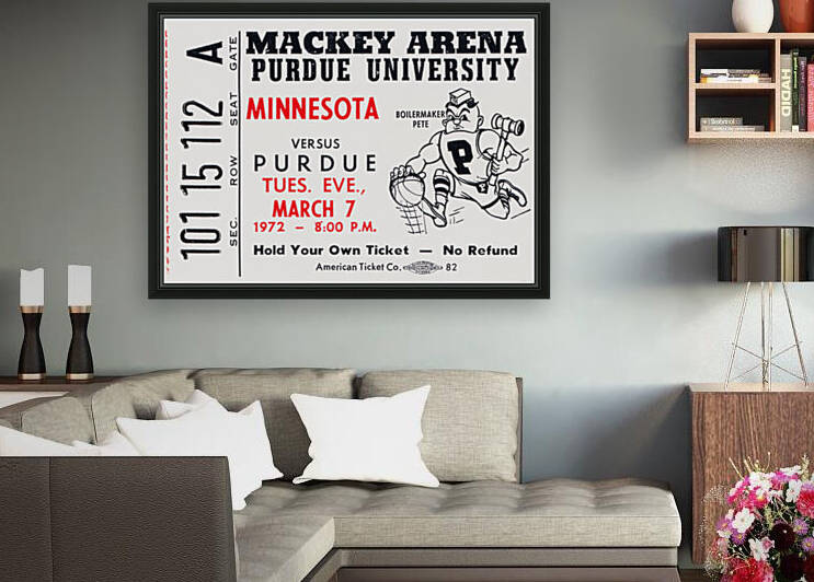 1972 Purdue Basketball Ticket Canvas by Row One Brand