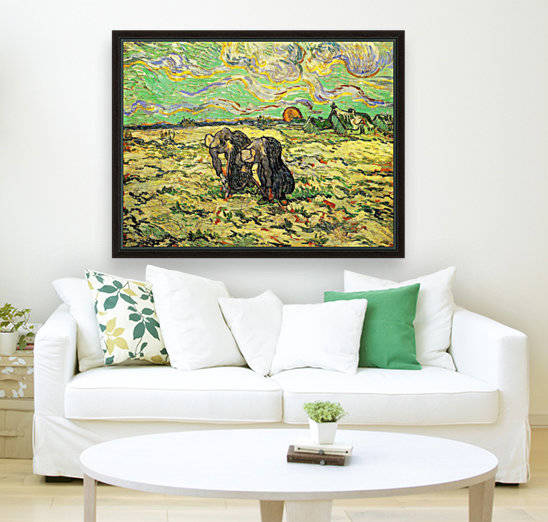 Two Peasant Women Digging in Field with Snow by Van Gogh