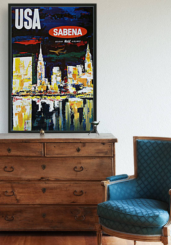 Original vintage poster Sabena USA Manhattan by VINTAGE POSTER