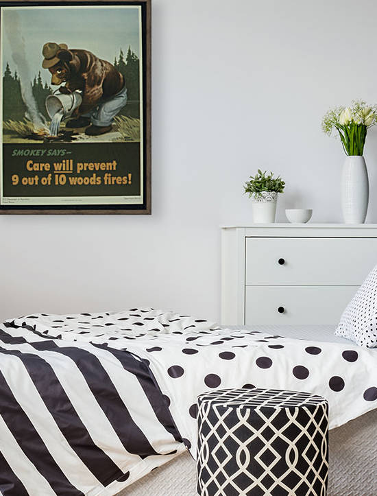 Smokey says - Care will prevent 9 out of 10 woods fires poster by VINTAGE POSTER