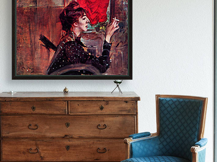 The red curtain by Giovanni Boldini