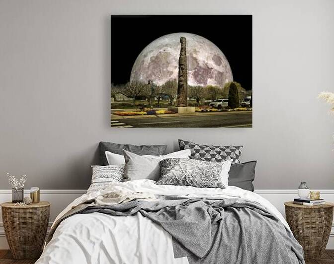 Bethany Beach Totem under a Full Moon by Bill Swartwout Photography