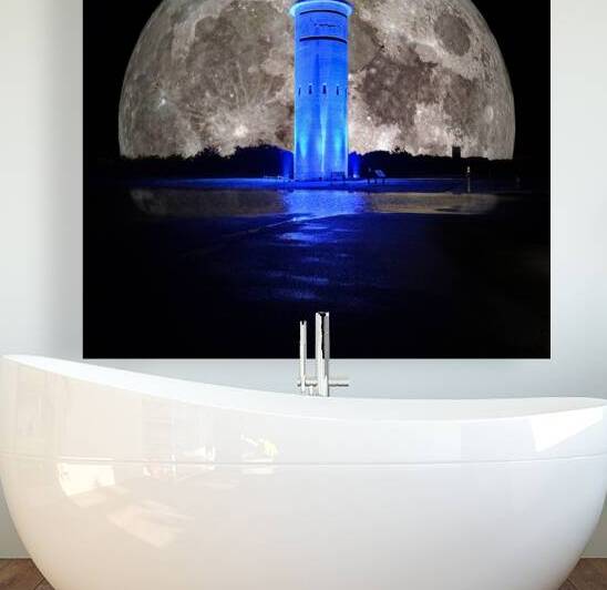 Fire Control Tower 3 Cobalt Blue in a Full Moon by Bill Swartwout Photography