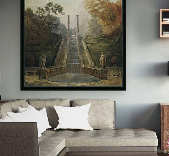 The Cascade in the Gardens of the Teatro dell Acqua behind the Villa Aldobrandini by Hubert Robert