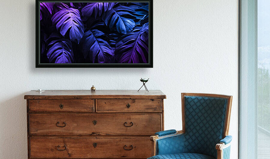 tropical leaves under purple light by Canvapro