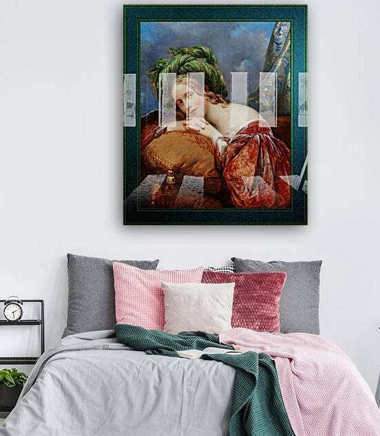 Dame Mit Grunem Turban by Aimee Pages-Brune Classical Fine Art Xzendor7 Old Masters Reproductions by xzendor7