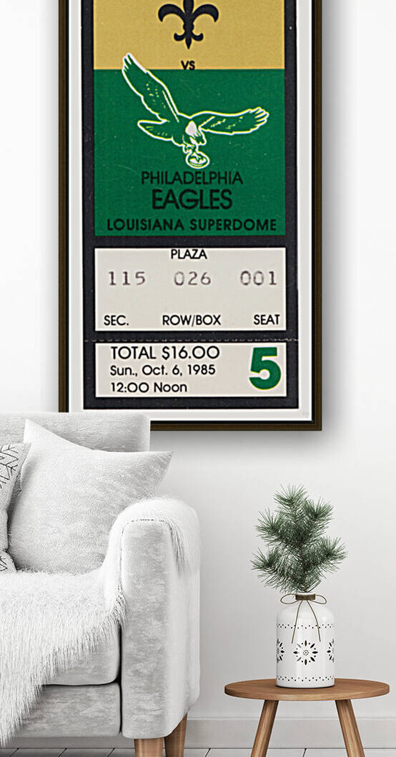 1985 New Orleans Saints vs. Eagles Ticket Canvas by Row One Brand