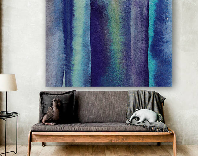 Ocean And Sea Beach Coastal Art Organic Watercolor Abstract Lines V by Irina Sztukowski