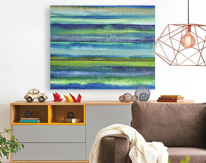 Ocean And Sea Beach Coastal Art Organic Watercolor Abstract Lines VI by Irina Sztukowski