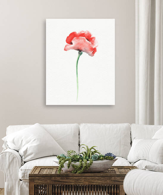 Graceful Beauty Botanical Watercolor Red Poppy Flower II by Irina Sztukowski