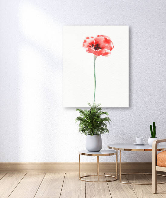 Graceful Beauty Botanical Watercolor Red Poppy Flower III by Irina Sztukowski