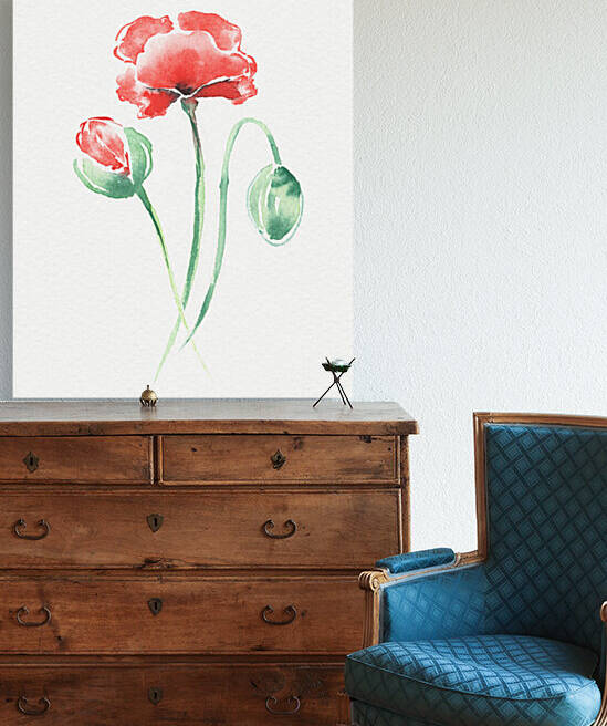 Graceful Beauty Botanical Watercolor Three Red Poppies Flowers I  by Irina Sztukowski