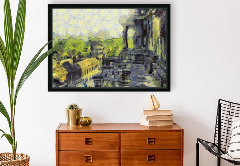 CAMBODIA Angkor Wat oil painting in Vincent van Gogh style. 130 by Cambodia painting