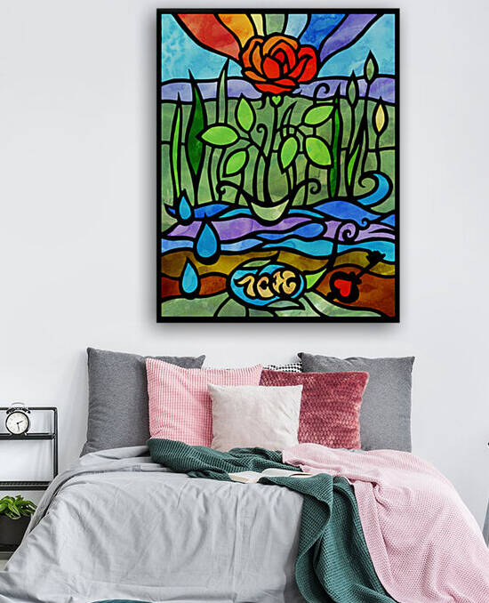 The Seed Of Love In Rose Garden Stained Glass Watercolor Tiffany Style by Irina Sztukowski