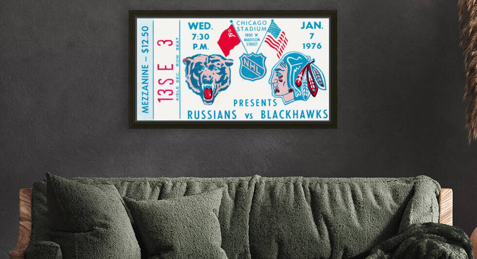 1976 Russians vs. Chicago Blackhawks Ticket Stub Art by Row One Brand