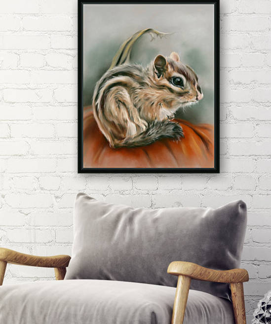 Chipmunk Sitting on a Pumpkin by MM Anderson