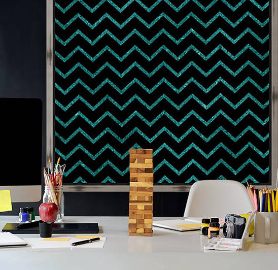 Cyan Chevron Glitter by rizu_designs