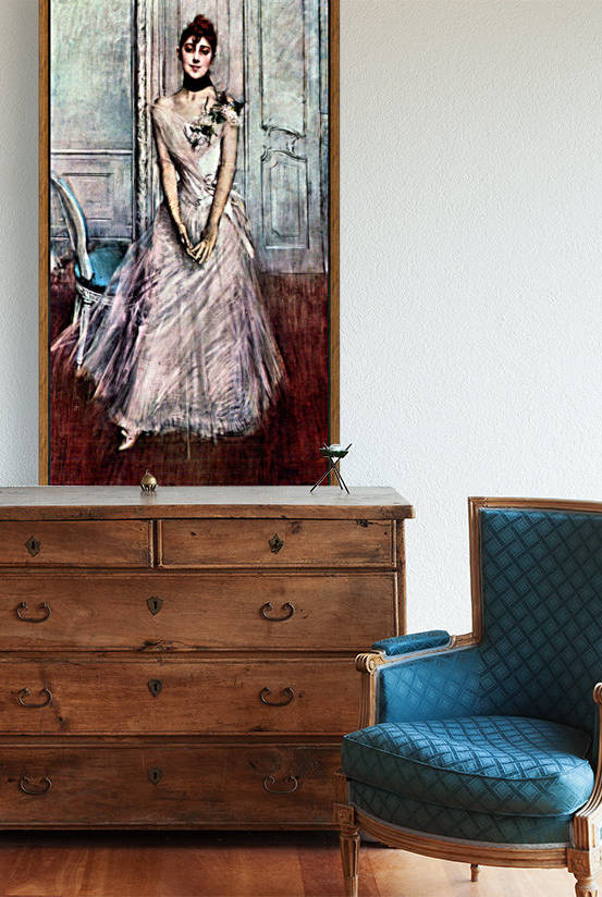 White pastel picture by Giovanni Boldini