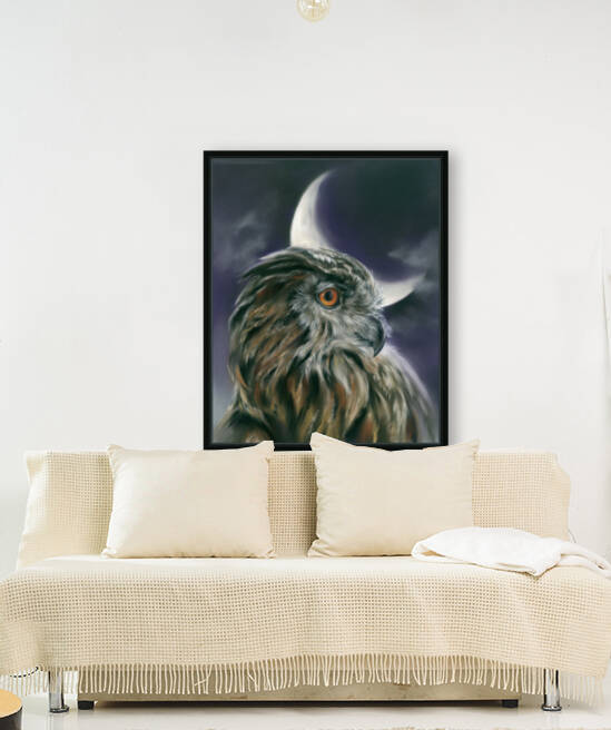 Owl and Crescent Moon by MM Anderson