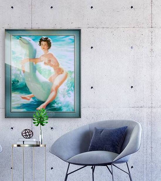 Riding The Waves by Bill Medcalf Pin-Up Girl Vintage Artwork by xzendor7