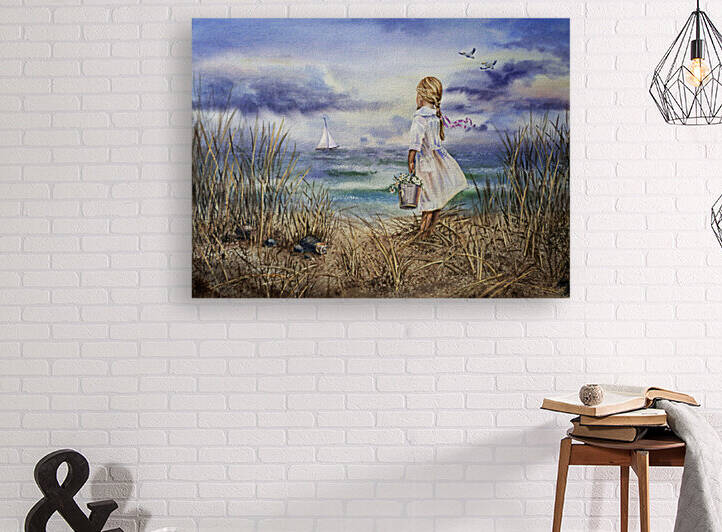 Girl At The Ocean Beach Art Painting by Irina Sztukowski